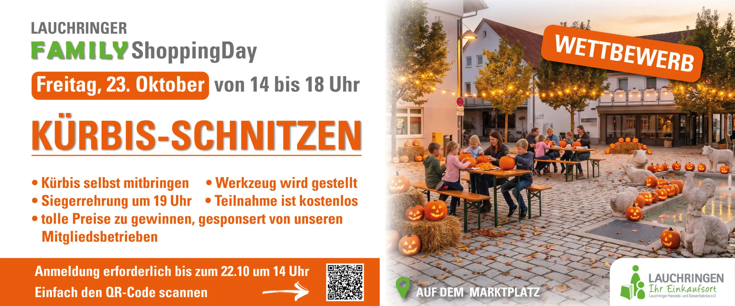 Kürbis-Schnitzen für Kinder und Familien am 23. Oktober 2026 auf dem Marktplatz